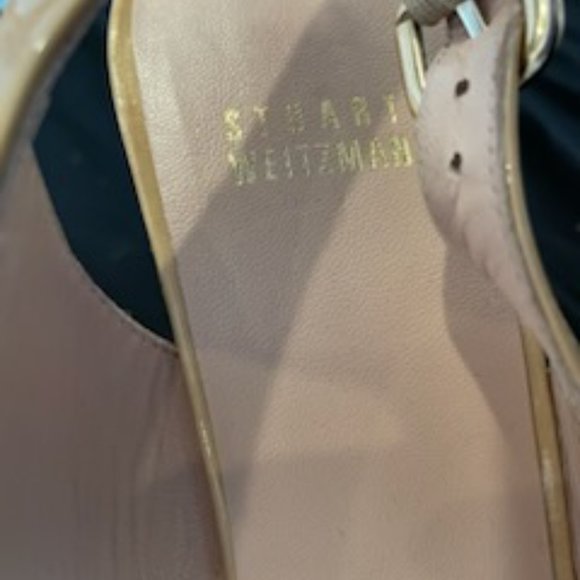 Stuart Weitzman Cream Tan Patent Leather Wedge - Size 7.5 - Picture 9 of 12